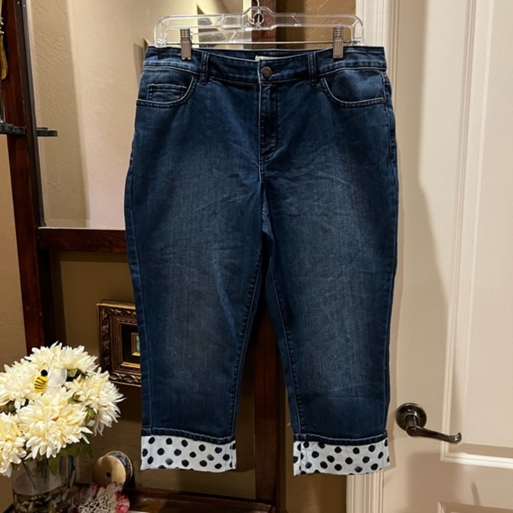 Cold Water Creek Natural Fit Women's Stretch Embellished Capri Jeans 12P